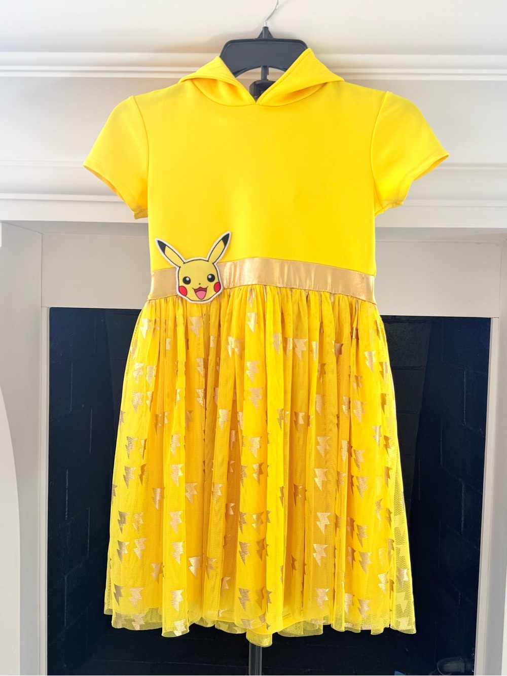 Pokemon Yellow Hooded Pikachu Dress/ Girls 10/12